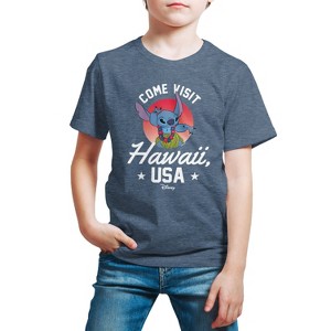 Boys' - Lilo and Stitch - Hawaii USA Short Sleeve Graphic T-Shirt - 1 of 4