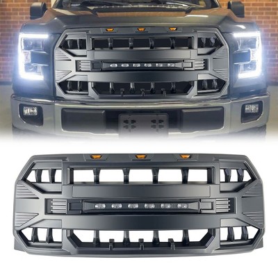 AMERICAN MODIFIED Raptor Style Front Grill Bumper Hood Mesh Grille w/LED Lights Compatible with Ford