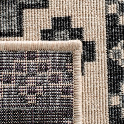 Grey and Beige Geometric Pattern Synthetic Runner Rug