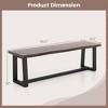 Costway 56.5"L Large Table Bench Wood Dining Bench with Wavy Edge & Metal Frame Coffee/Black - 3 of 4