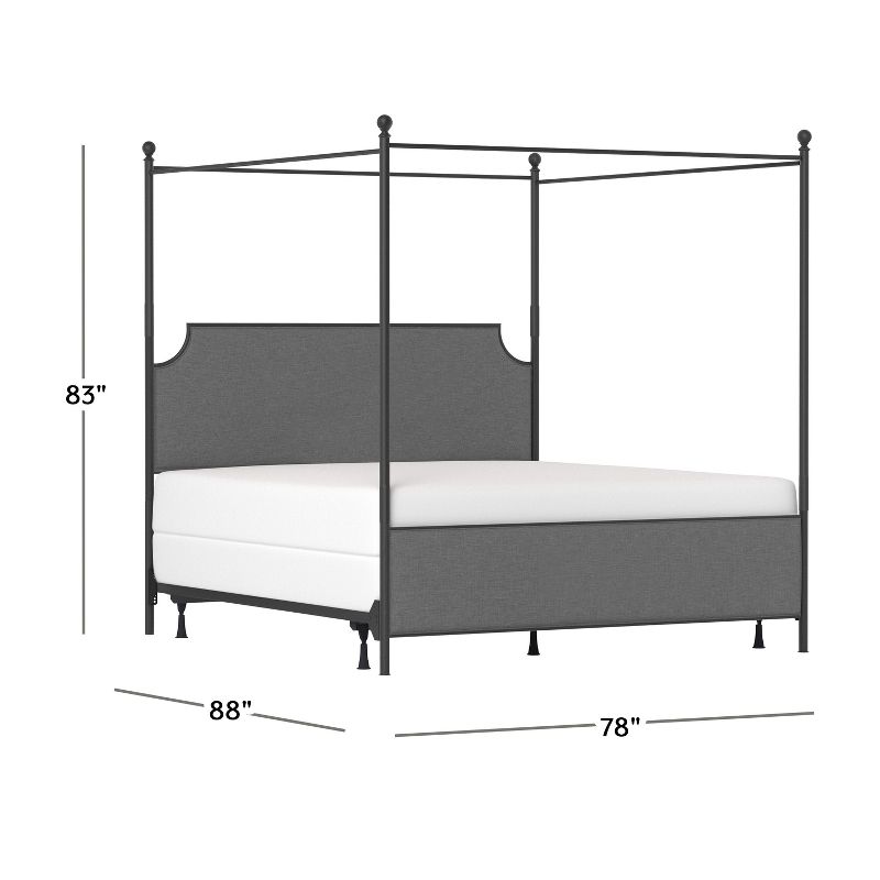 Mcarthur Metal and Upholstered Canopy Bed Matte Black/Gray Fabric - Hillsdale Furniture, 4 of 14