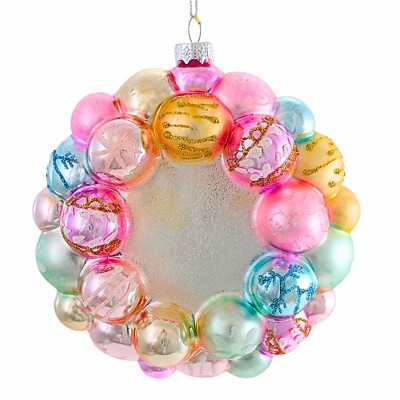 Cody Foster 4.25 In Ornament Wreath Pastel Christmas Ball Ornaments Glittered Designs Tree Ornaments