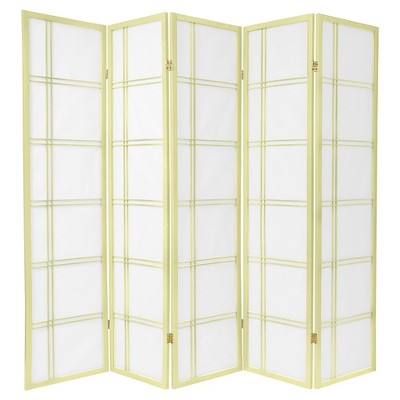6 ft. Tall Double Cross Shoji Screen - Special Edition - Ivory (5 Panels)