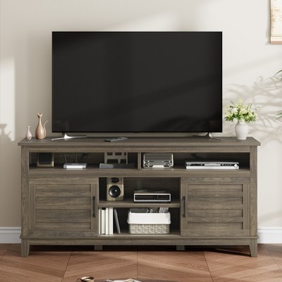 Modern TV Stand for 65 Inch, TV Semi-Open Double Door Cabinet with Shelves – Entertainment Center with 8 Storage for Living Room