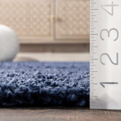 Marleen Plush Solid Blue Shag Rug 2' x 3'