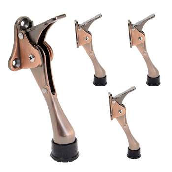Built Industrial 4 Pack Kickdown Door Stops with Rubber Tip and Spring Lever, Copper Color, 4 x 2 In