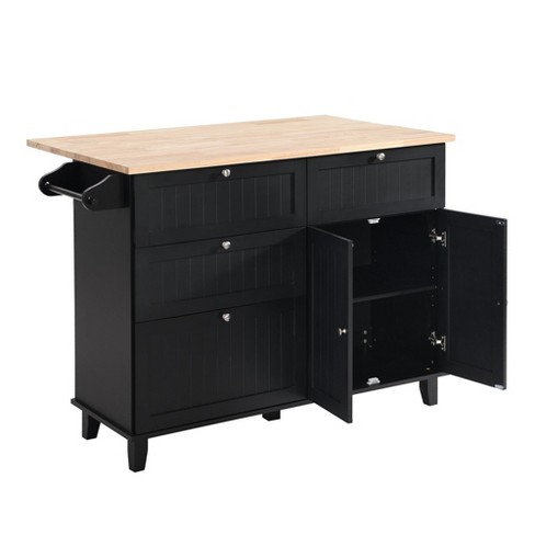 NicBex 4 Drawers Kitchen Island Cart with Drop Leaf and 2 Seatings,Kitchen Island with 2-Door Cabinet and Towel Rack,Island Table for Kitchen - image 1 of 4