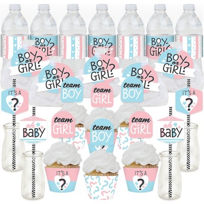 Big Dot of Happiness Baby Gender Reveal - Team Boy or Girl Party Favors and Cupcake Kit - Fabulous Favor Party Pack - 100 Pieces