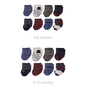 Hudson Baby Infant Boys Grow with Me Cotton Terry Socks, Gentleman, 0-6 and 6-12 Months - 1 of 1