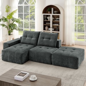 NicBex Couches for Living Room L-shape Modular Linen Sectional Sofa Couch Modern Upholstered Wide Deep Seat Convertible Couch Set - 1 of 4