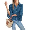 Imily Bela Womens 3/4 Bell Sleeve Eyelet Button Down Shirt Casual Ruffle Hem Blouse - 2 of 4