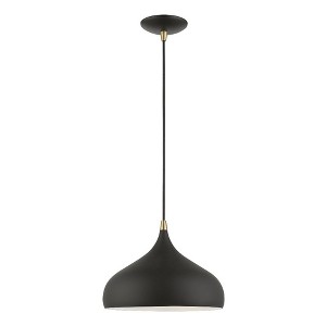 Livex Lighting Amador 1 - Light Pendant in  Textured Black/Antique Brass - 1 of 2