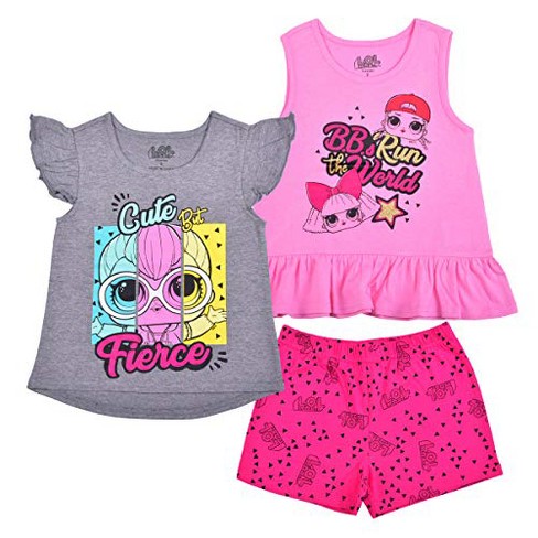 L.o.l. Surprise! M.c. Swag Diva Neon Q.t. Little Girls T-shirt And Leggings  Outfit Set Black / Pink 6 : Target