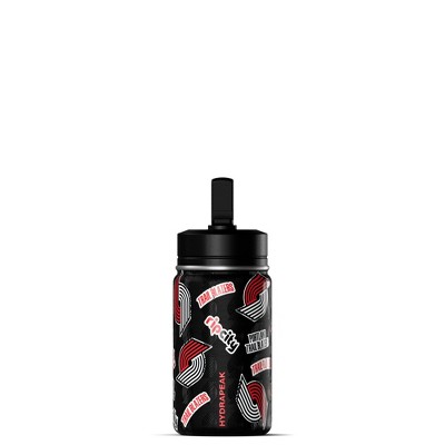 NBA Portland Trail Blazers 14oz Kids Stainless Steel Water Bottle With Straw Lid and Flexible Handle