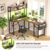 Aheaplus L Shaped Desk with Charging Staion and LED Light, Corner Desk with Hutch and Monitor Stand - 3 of 4