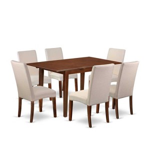 HomeStock 7-Piece Rectangle Mahogany Finish Solid Wood Top Dining Table with 6 Parson Chairs - 1 of 4