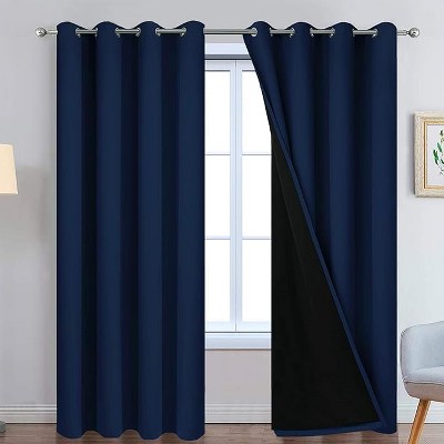 Yakamok Room Darkening Thermal Insulated Blackout Curtains for Bedroom (52Wx90L,Navy Blue 2 Panels)
