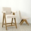 Morgan Solid Wood Counter Height Stools,25.5" Linen Bar Stools Seat and Back With Upside Down "V" shape Solid Wood Legs-Maison Boucle - image 3 of 4