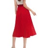 Women's High Waist Pleated A-Line Midi Skirt - Swing Flare Design A-red - 4 of 4