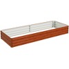 Outsunny 95" x 36" x 12" Galvanized Raised Garden Bed, Metal Elevated Planter Box, Easy DIY and Cleaning for Growing Flowers, Herbs, Natural Wood - 4 of 4