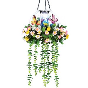 Collections Etc Solar Hanging White Metal Cage Artificial Flower Pot NO SIZE - 1 of 2