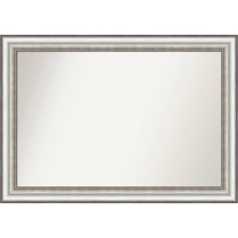 41" x 29" Non-Beveled Salon Silver Bathroom Wall Mirror - Amanti Art: Modern Polystyrene Frame, Includes Mount Hardware - image 1 of 4