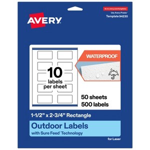 Avery Outdoor Waterproof Labels, 1.5" x 2.75" Rectangle - 1 of 4