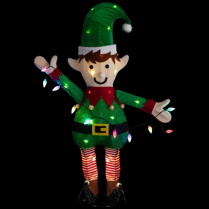Northlight 34.25" LED Lighted Elf Holding Christmas Lights Outdoor Yard Decoration, 3 of 9