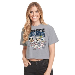 Women's - Disney - Space Explorers Cropped Graphic T-Shirt - 1 of 4