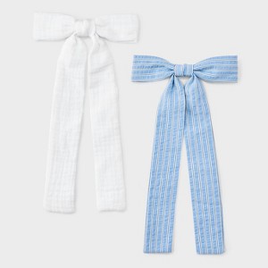 Linen Solid Striped Bow Hair Barrette - Universal Thread™ - 1 of 2