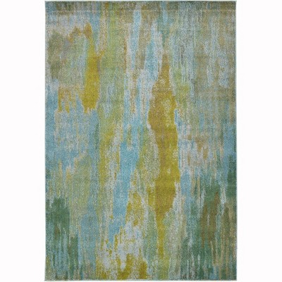 Turquoise Blue 6' x 9' Abstract Synthetic Easy-Care Area Rug