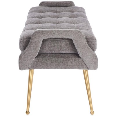 Everdeen Charcoal Tufted Bench with Brushed Gold Legs and Storage