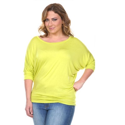 Women's Plus Size Bat Sleeve Tunic Top - White Mark