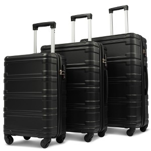 100% ABS Lightweight Suitcase with 360° Spinner Wheels, Telescoping Handle & Spacious Interior Durable, Secure Travel Luggage Set - 1 of 4
