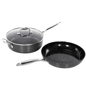 Captiva Designs Hard Anodized Ceramic Non-Stick Fry Pans Set, Black - 1 of 4