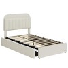Bed Frame with Storage Headboard, Girls Bed Frame with 2 Drawers, Boucle Upholstered Platform Bed with Bookcase - 3 of 3