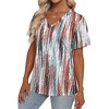 Women's Tops 2025 V Neck Short Sleeve T Shirts Trendy Dressy Vacation Outfits Printed Casual Blouse - 3 of 4