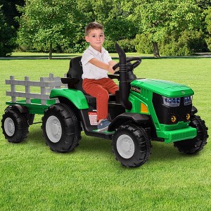 Tractor Stroller with Trailer - Remote Control, Spring Suspension, Dual Engines, Music Port, Suitable for Children 3+, Best Holiday Gift - 1 of 4
