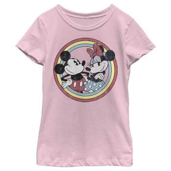 Girl's Disney Mickey and Minnie Retro Circle T-Shirt