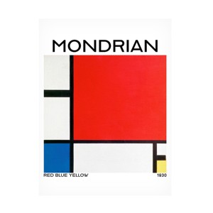 Canvas Wall Art - Pictufy  'Composition with Red, Blue, and Yellow 1930' Wall Art for Living Room, Bedroom, or Office Décor by Trademark Fine Art - 1 of 4
