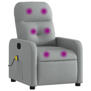 vidaXL Light Gray Fabric Massage Recliner - Manual Recline Armchair for Elderly, 6-Point Vibration, Comfort Padding, Living Room Seating - 1 of 4