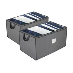 OSTO 2-Pack Large Seasonal Storage Organizer; Accessory Storage Bag for Bedding, Blanket, Comforters, and Seasonal Clothes; 29 Inch Gray