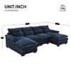 110" Modern Chenille 6 Seats Modular U-Shaped Sectional Sofa with Double Chaise Lounges, Lumbar & Armrest Pillows - 3 of 4