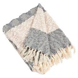 50"x60" Nubby Design Striped Throw Blanket Gray - Saro Lifestyle