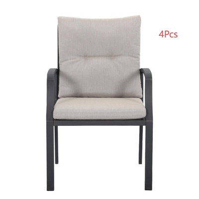 Cesicia 23.3'' L x 24.9'' W x 34.6''H 4-Piece Gray Aluminum Dining Chairs Set with Seat & Back Cushions