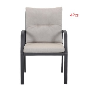 Cesicia 23.3'' L x 24.9'' W x 34.6''H 4-Piece Gray Aluminum Dining Chairs Set with Seat & Back Cushions - 1 of 4