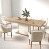 Extendable Rectangle Dining Table for 6-10 People, Aged Wood Dining Table for Dining Room or Kitchen, Sturdy and Spacious, Seats 10+ Guests - 2 of 4