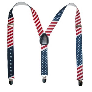 CTM Elastic Stars and Stripes American Flag Clip-End Suspenders - 1 of 4