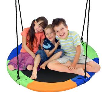 Costway 40'' Flying Saucer Tree Swing Outdoor Play Set w/ Adjustable Ropes Colorful/Camouflage Green