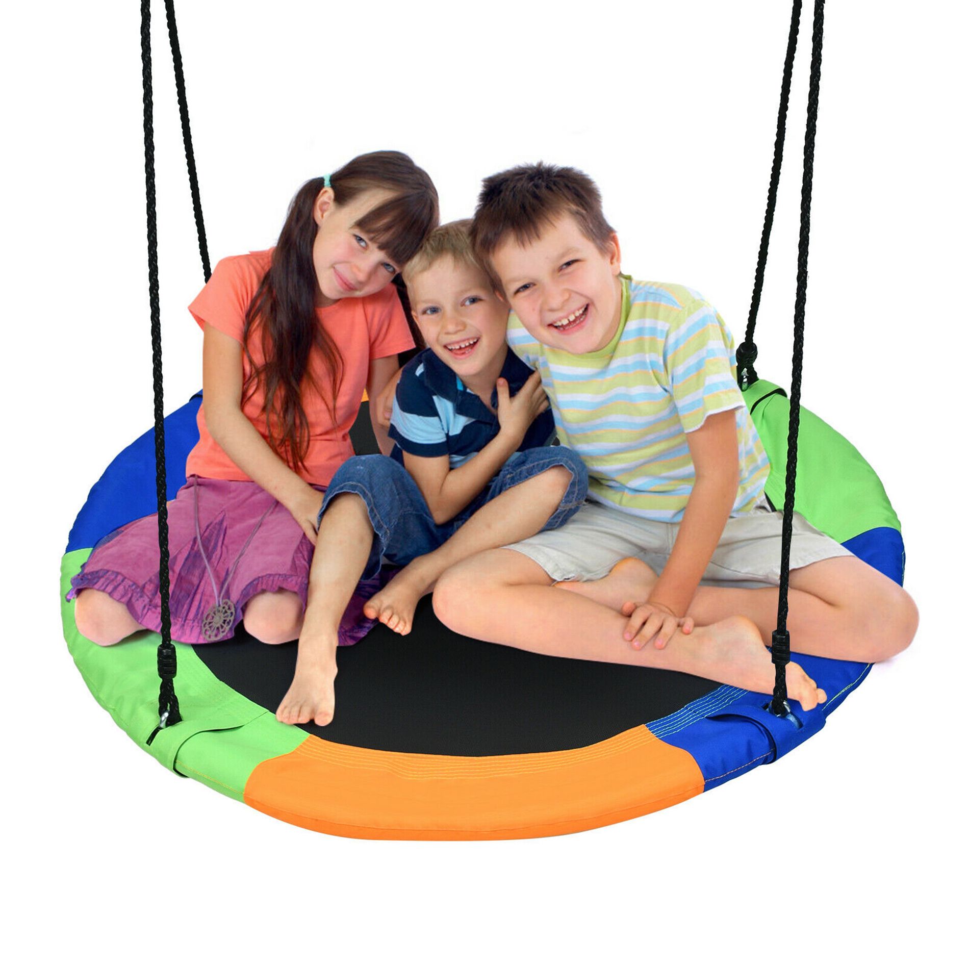 Costway 40'' Flying Saucer Tree Swing Outdoor Play Set w/ Adjustable Ropes Colorful